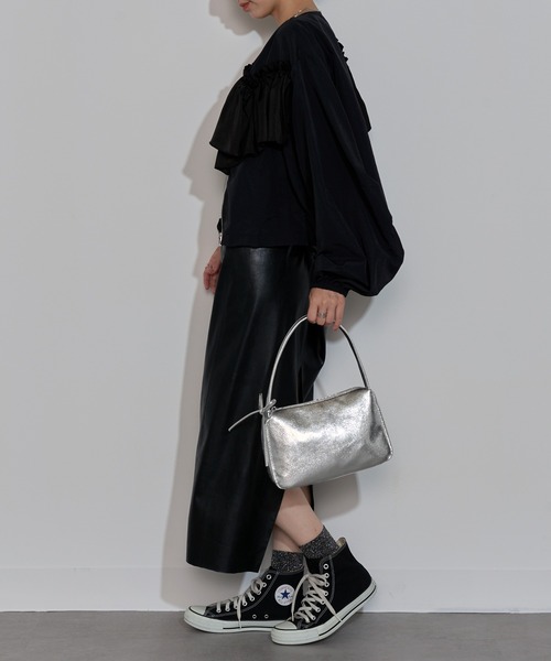 MAISON BREEZE reveur(メゾンブリーズレヴール)の「【MAISON BREEZE reveur】ribbon one shoulder hand bag リボンワンショルダーPUレザーハンドバッグ ショルダー付き(ハンドバッグ・レディース・ブラウン/ブラック/グレー/シルバー・FREE)」の12枚目の写真