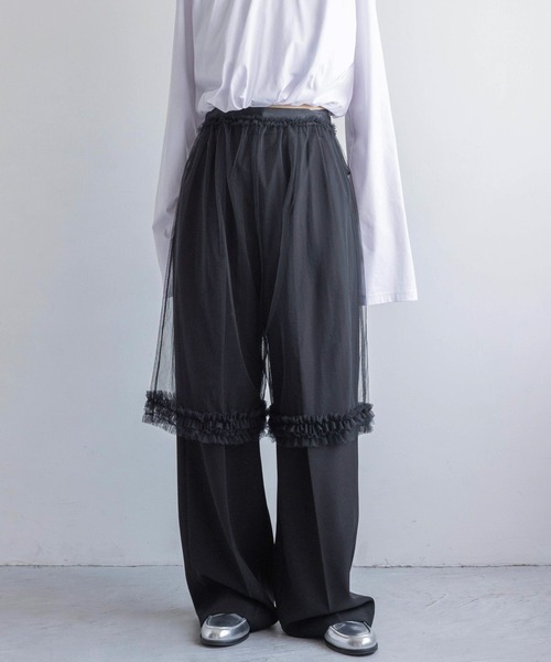 yuw(ユウ)の「チュールハーフパンツ 138864(その他パンツ・レディース・ホワイト/ブラック・FREE)」の2枚目の写真