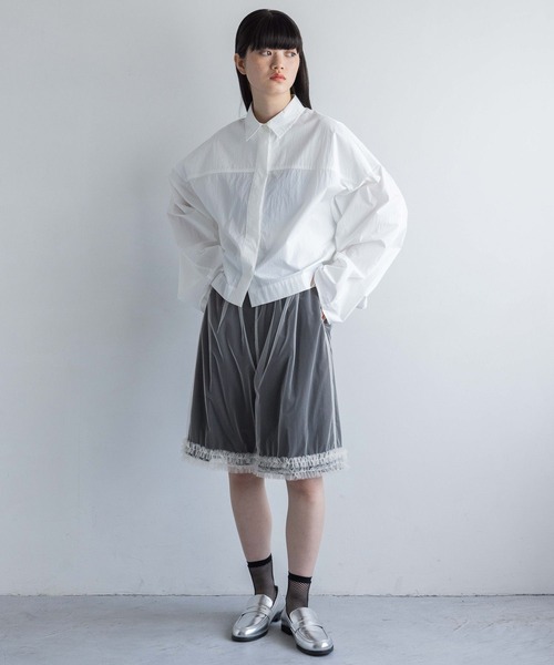 yuw(ユウ)の「チュールハーフパンツ 138864(その他パンツ・レディース・ホワイト/ブラック・FREE)」の9枚目の写真