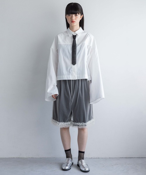 yuw(ユウ)の「チュールハーフパンツ 138864(その他パンツ・レディース・ホワイト/ブラック・FREE)」の6枚目の写真