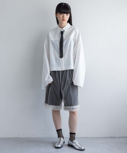 yuw(ユウ)の「チュールハーフパンツ 138864(その他パンツ・レディース・ホワイト/ブラック・FREE)」の5枚目の写真