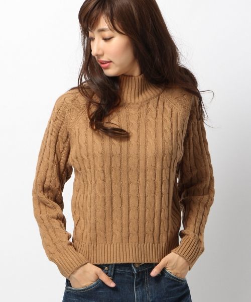 Heather（ヘザー）の「ハイネックケーブルニット　568877（ニット/セーター・レディース・キャメル/ネイビー/アイボリー・FREE）」の3枚目の写真