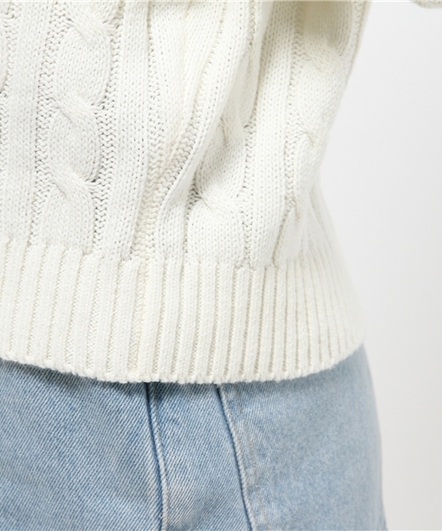 Heather（ヘザー）の「ハイネックケーブルニット　568877（ニット/セーター・レディース・キャメル/ネイビー/アイボリー・FREE）」の4枚目の写真