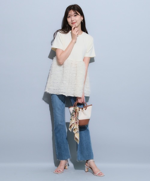 Mystrada（マイストラーダ）の「フリンジチュールTシャツ（Tシャツ
