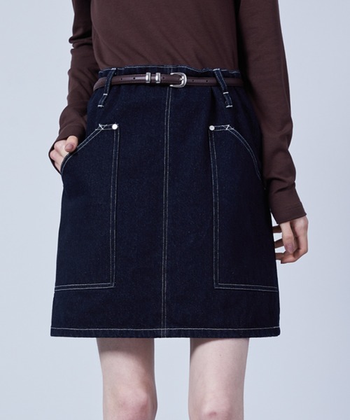 ELOOPS（イーループス）の「【ELOOPS】ポケットディテール デニム ミニスカート（デニムスカート・レディース・ブラック・L/M/S）」の3枚目の写真