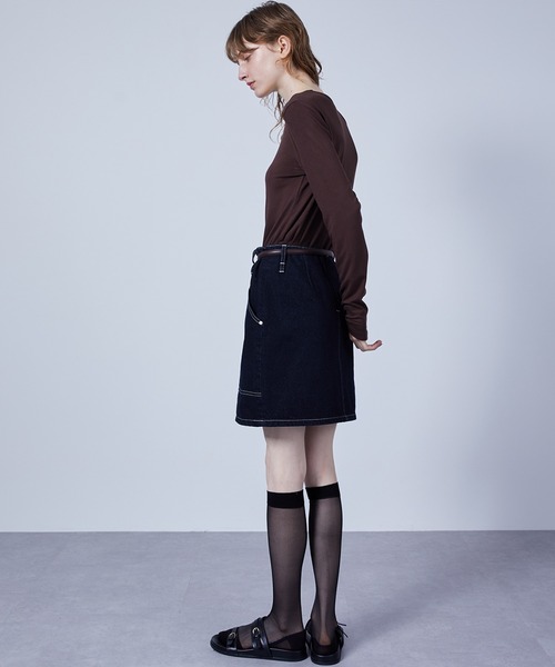 ELOOPS（イーループス）の「【ELOOPS】ポケットディテール デニム ミニスカート（デニムスカート・レディース・ブラック・L/M/S）」の5枚目の写真