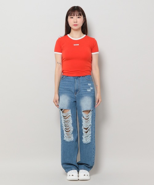 CRANK（クランク）の「CRANK／RINGER T（Tシャツ/カットソー・レディース・レッド/チャコール・FREE）」の21枚目の写真