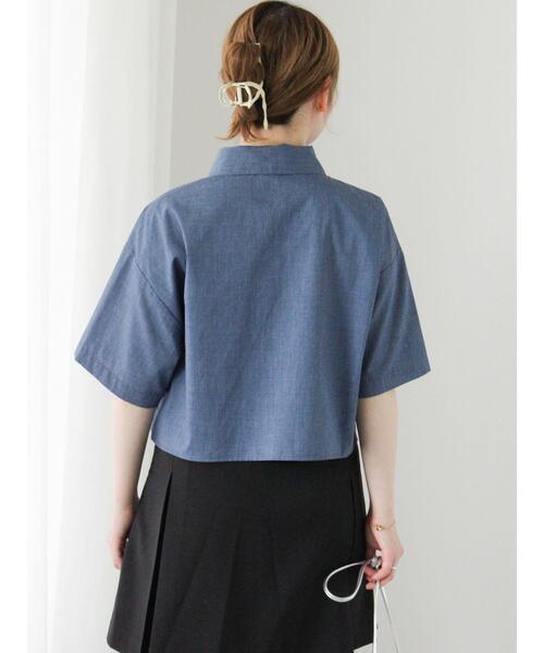 ehka sopo（エヘカソポ）の「チュール付ショートシャツ（シャツ/ブラウス・レディース・ネイビー/オフホワイト/サックスブルー/ブラック・F）」の11枚目の写真