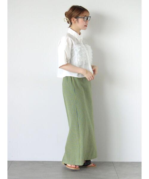 ehka sopo（エヘカソポ）の「チュール付ショートシャツ（シャツ/ブラウス・レディース・ネイビー/オフホワイト/サックスブルー/ブラック・F）」の20枚目の写真