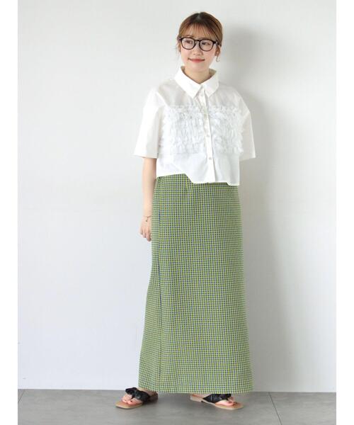 ehka sopo（エヘカソポ）の「チュール付ショートシャツ（シャツ/ブラウス・レディース・ネイビー/オフホワイト/サックスブルー/ブラック・F）」の19枚目の写真