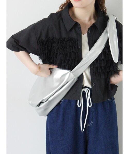 ehka sopo（エヘカソポ）の「チュール付ショートシャツ（シャツ/ブラウス・レディース・ネイビー/オフホワイト/サックスブルー/ブラック・F）」の17枚目の写真