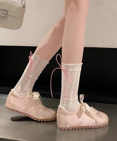 Teem Store（チームストア）の「サテンリボン ソフト スニーカー（スニーカー・レディース・グリーン/ピンク/ホワイト・40/38/36）」の5枚目の写真