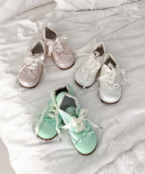 Teem Store（チームストア）の「サテンリボン ソフト スニーカー（スニーカー・レディース・グリーン/ピンク/ホワイト・40/38/36）」の17枚目の写真