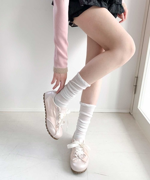 Teem Store（チームストア）の「サテンリボン ソフト スニーカー（スニーカー・レディース・グリーン/ピンク/ホワイト・40/38/36）」の10枚目の写真