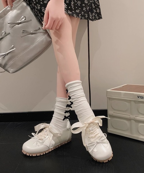 Teem Store（チームストア）の「サテンリボン ソフト スニーカー（スニーカー・レディース・グリーン/ピンク/ホワイト・40/38/36）」の15枚目の写真