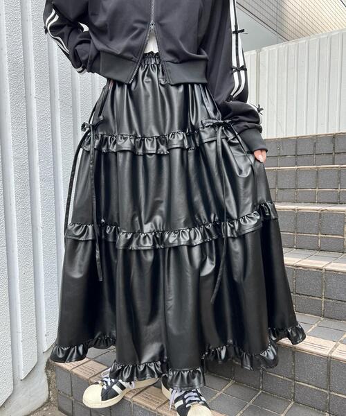 WC（ダブル シー）の「PUティアードロングスカート（スカート・レディース・ブラック/ブラウン・FREE）」の12枚目の写真