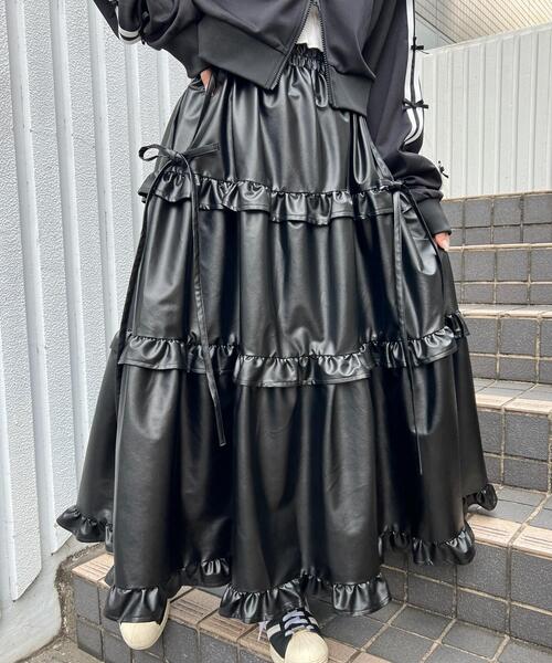 WC（ダブル シー）の「PUティアードロングスカート（スカート・レディース・ブラック/ブラウン・FREE）」の13枚目の写真