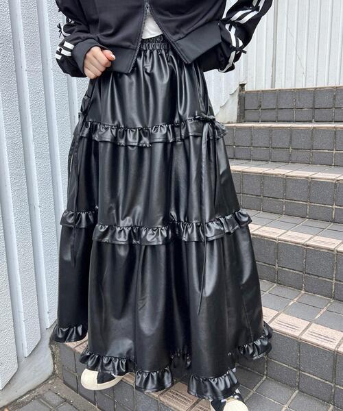 WC（ダブル シー）の「PUティアードロングスカート（スカート・レディース・ブラック/ブラウン・FREE）」の14枚目の写真