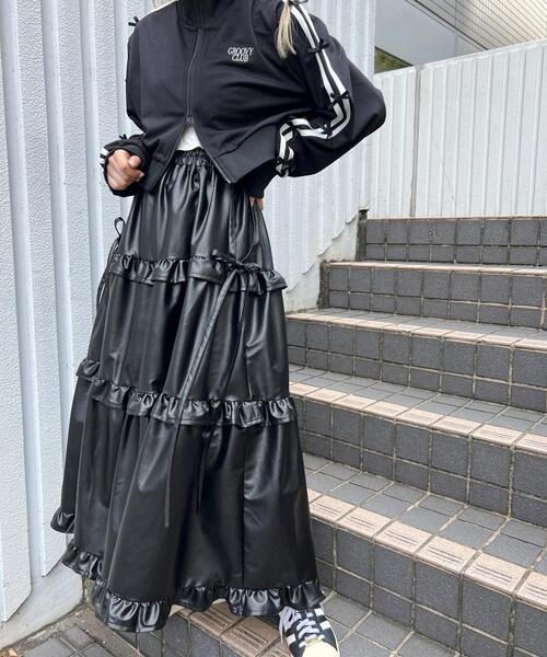 WC（ダブル シー）の「PUティアードロングスカート（スカート・レディース・ブラック/ブラウン・FREE）」の15枚目の写真