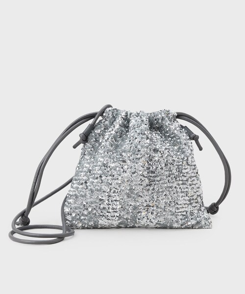 GALLEST(ギャレスト)の「スパンコール巾着ショルダーバック(ショルダーバッグ・レディース・シルバー/ブラック・00)」の3枚目の写真