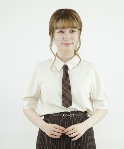 F i.n.t（フィント）の「チェックネクタイ付きシャツ/fint（シャツ/ブラウス・レディース・グレー/アイボリー・FREE）」の3枚目の写真