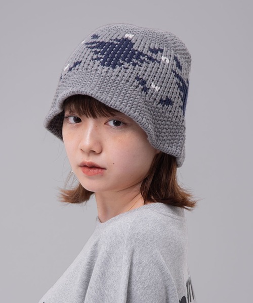 MAHAGRID(マハグリッド)の「『mahagrid/マハグリッド』 EAGLE KNIT BUCKET HAT/イーグルニットバケットハット(ハット・レディース・ブラック/グレー・FREE)」の2枚目の写真