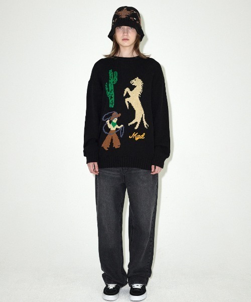 MAHAGRID(マハグリッド)の「『mahagrid/マハグリッド』 EAGLE KNIT BUCKET HAT/イーグルニットバケットハット(ハット・レディース・ブラック/グレー・FREE)」の12枚目の写真
