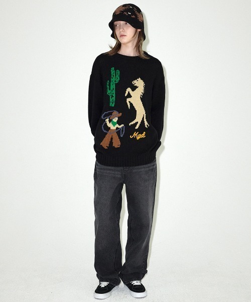 MAHAGRID(マハグリッド)の「『mahagrid/マハグリッド』 EAGLE KNIT BUCKET HAT/イーグルニットバケットハット(ハット・レディース・ブラック/グレー・FREE)」の13枚目の写真