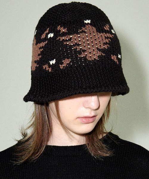 MAHAGRID(マハグリッド)の「『mahagrid/マハグリッド』 EAGLE KNIT BUCKET HAT/イーグルニットバケットハット(ハット・レディース・ブラック/グレー・FREE)」の11枚目の写真