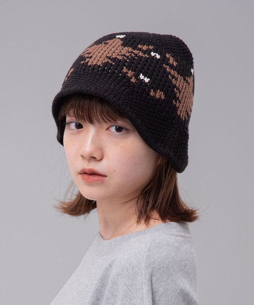 MAHAGRID(マハグリッド)の「『mahagrid/マハグリッド』 EAGLE KNIT BUCKET HAT/イーグルニットバケットハット(ハット・レディース・ブラック/グレー・FREE)」の5枚目の写真