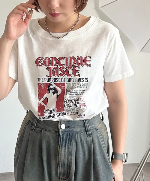 apres jour mignon(アプレジュールミニョン)の「アソートプリントTシャツ【ZOZOTOWN限定アイテム】(Tシャツ/カットソー・レディース・ホワイト系その他/ピンク/ブラック系その他2/ブラック/ブラック系その他/オフホワイト・フリー/X-LARGE)」の2枚目の写真