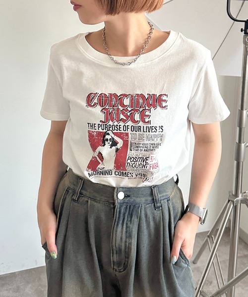 apres jour mignon(アプレジュールミニョン)の「アソートプリントTシャツ【ZOZOTOWN限定アイテム】(Tシャツ/カットソー・レディース・ホワイト系その他/ピンク/ブラック系その他2/ブラック/ブラック系その他/オフホワイト・フリー/X-LARGE)」の7枚目の写真