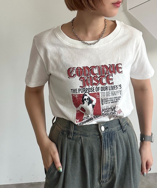 apres jour mignon(アプレジュールミニョン)の「アソートプリントTシャツ【ZOZOTOWN限定アイテム】(Tシャツ/カットソー・レディース・ホワイト系その他/ピンク/ブラック系その他2/ブラック/ブラック系その他/オフホワイト・フリー/X-LARGE)」の8枚目の写真