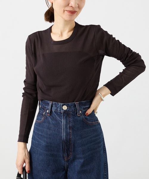 VERMEIL par iena(ヴェルメイユパーイエナ)の「fine cotton チュールクループルオーバー(Tシャツ/カットソー・レディース・ブラック/ブラウン・FREE)」の10枚目の写真