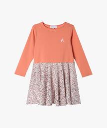 アニエスベーagnes b ロングワンピース　フレア　　小花柄 アニエスベーagnes b. ポリ小花柄プリントウエストギャザー半袖