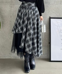 clear | 無地柄アソートチュールドッキングアシンメトリースカート [低身長用サイズ有 大人フェミニン スタイルアップ]≪2024AW新作≫(スカート)