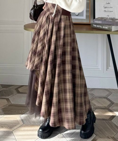 clear（クリア）の「【低身長用サイズ有】無地柄アソートチュールドッキングアシンメトリースカート [大人フェミニン]≪再入荷≫（スカート・レディース・ブラック/グレー/ブルーグレー/ブラウン系その他/ブラック系その他・F/XS）」の5枚目の写真