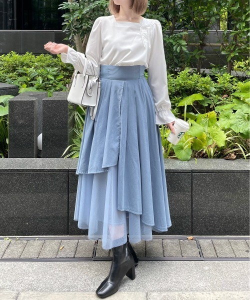 【極美品】トリーバーチ　プリーツスカート　アシンメトリー　マルチ柄 予約販売】アシンメトリーチェック柄スカート | KISHIKA