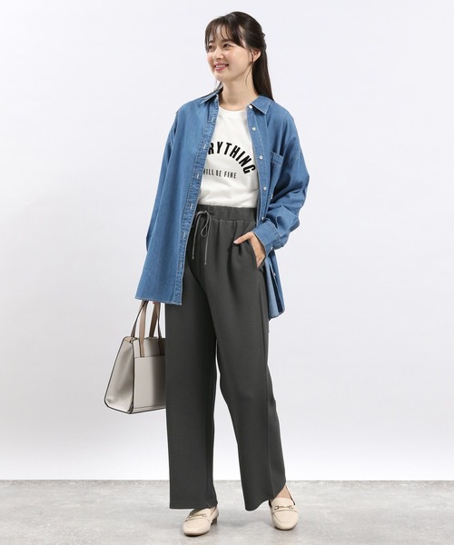 GLOBAL WORK Smile Seed Store(グローバルワーク スマイルシードストア)の「フクレジャガードイージーパンツ/121886(その他パンツ・レディース・ブラック/グレイッシュベージュ/ブルー/チャコール・X-LARGE/LARGE/SMALL/MEDIUM)」の16枚目の写真