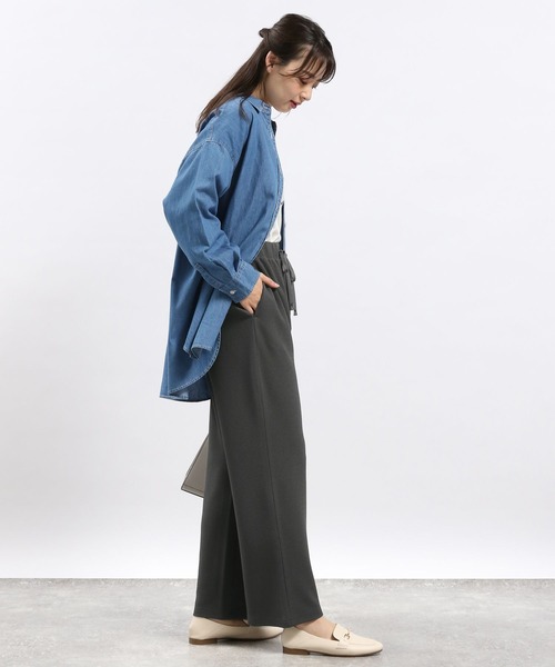 GLOBAL WORK Smile Seed Store(グローバルワーク スマイルシードストア)の「フクレジャガードイージーパンツ/121886(その他パンツ・レディース・ブラック/グレイッシュベージュ/ブルー/チャコール・X-LARGE/LARGE/SMALL/MEDIUM)」の18枚目の写真