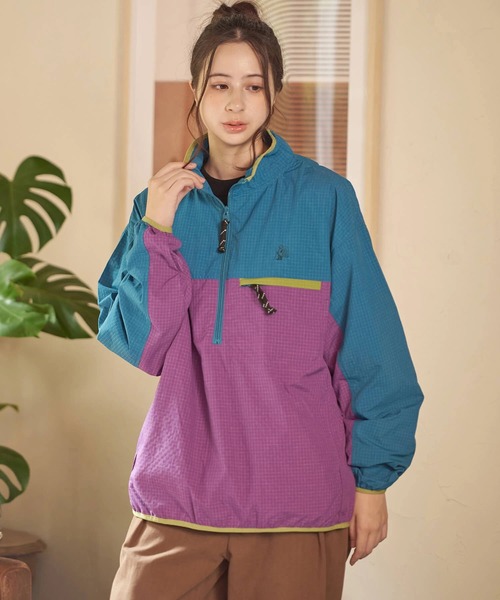 go slow caravan（ゴースローキャラバン）の「COBMASTER/コブマスター　ナイロンリップ ハーフジップP/O JKT（ナイロンジャケット・メンズ・オリーブ/ターコイズブルー・MEDIUM/LARGE/X-LARGE）」の6枚目の写真