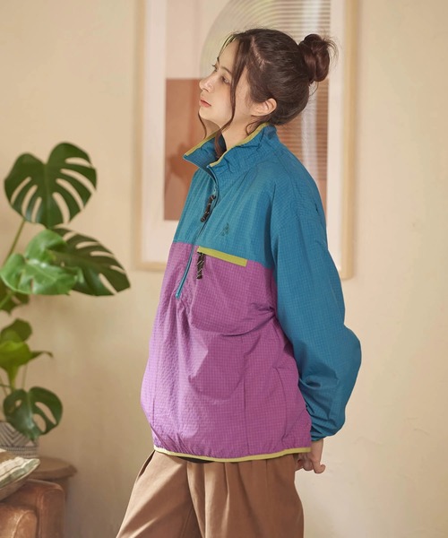 go slow caravan（ゴースローキャラバン）の「COBMASTER/コブマスター　ナイロンリップ ハーフジップP/O JKT（ナイロンジャケット・メンズ・オリーブ/ターコイズブルー・MEDIUM/LARGE/X-LARGE）」の7枚目の写真