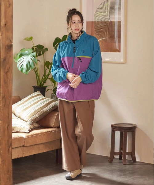 go slow caravan（ゴースローキャラバン）の「COBMASTER/コブマスター　ナイロンリップ ハーフジップP/O JKT（ナイロンジャケット・メンズ・オリーブ/ターコイズブルー・MEDIUM/LARGE/X-LARGE）」の9枚目の写真