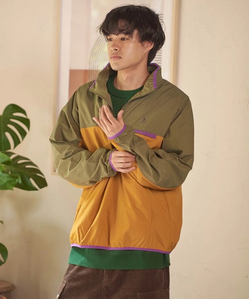 go slow caravan（ゴースローキャラバン）の「COBMASTER/コブマスター　ナイロンリップ ハーフジップP/O JKT（ナイロンジャケット・メンズ・オリーブ/ターコイズブルー・MEDIUM/LARGE/X-LARGE）」の15枚目の写真