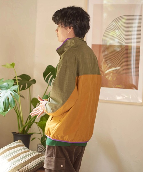 go slow caravan（ゴースローキャラバン）の「COBMASTER/コブマスター　ナイロンリップ ハーフジップP/O JKT（ナイロンジャケット・メンズ・オリーブ/ターコイズブルー・MEDIUM/LARGE/X-LARGE）」の16枚目の写真