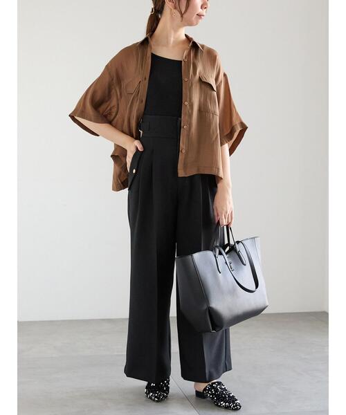 Te chichi（テチチ）の「パウダーツイルハイウエストワイドパンツ（その他パンツ・レディース・グレー/ブラック/ブラウン・F）」の4枚目の写真