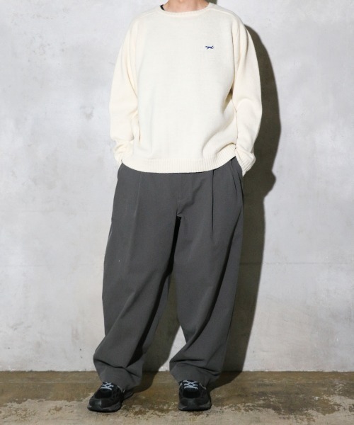 フォックス刺繍ウールセーター グレー Chiko ニット ダブルフォックス