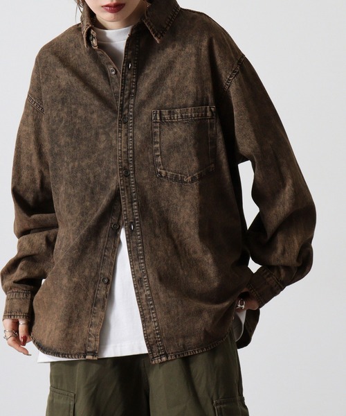 Jungle Storm（ジャングルストーム）の「Relaxed fit long sleeve denim shirt / L/Sリラックスフィット長袖デニムシャツ unisex（シャツ/ブラウス・メンズ・ブルー/グレー/ネイビー/パープル/ブラウン・M/L）」の2枚目の写真