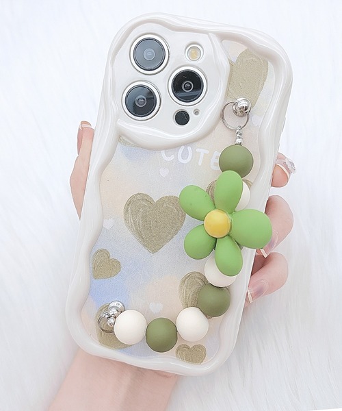 セール】ウエーブライン 3D フラワーストラップ付き iPhone