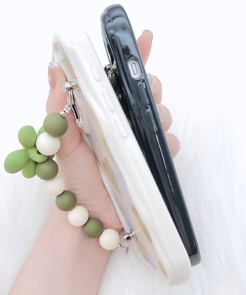 Lace Ladies(レースレディース)の「ウエーブライン 3D フラワーストラップ付き iPhone ケース(スマホケース/カバー・レディース・ブラック/ホワイト・A/F/I/K/J/P/Q/R/U/V/15 /15D)」の14枚目の写真